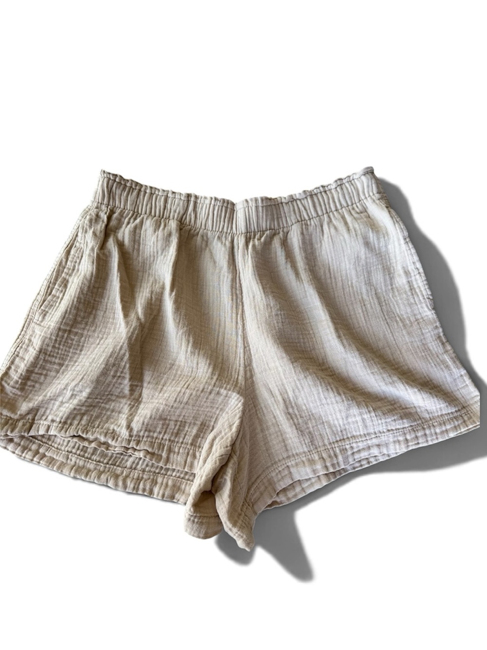 GAP Light Tan Cream Cotton Gauze Elastic Waist Shorts Size Medium